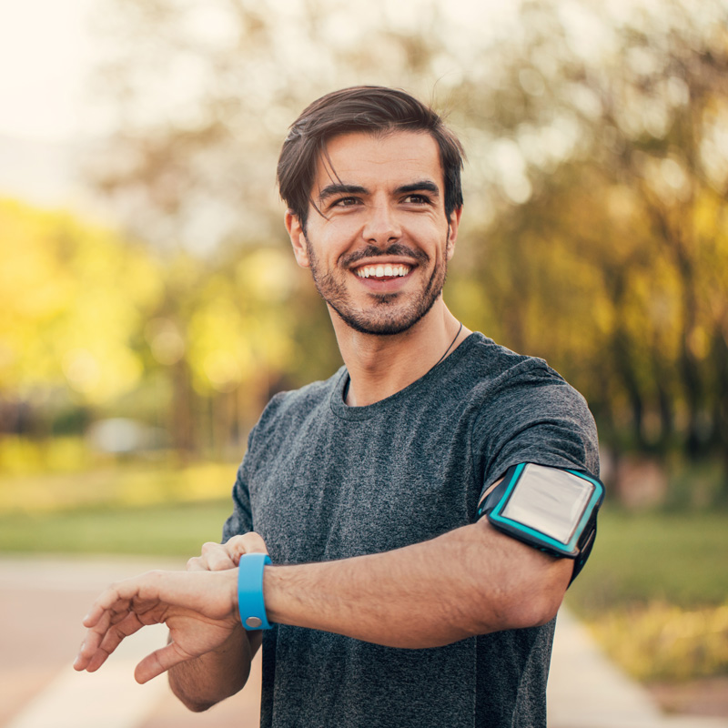 man smiling while jogging